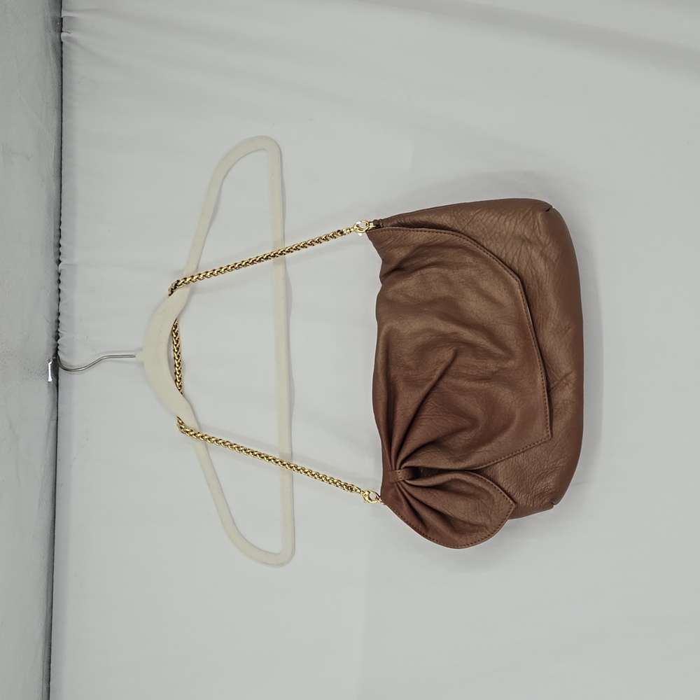 Inge Christopher Zipper Fold Over Bronze Leather Shoulder Bag